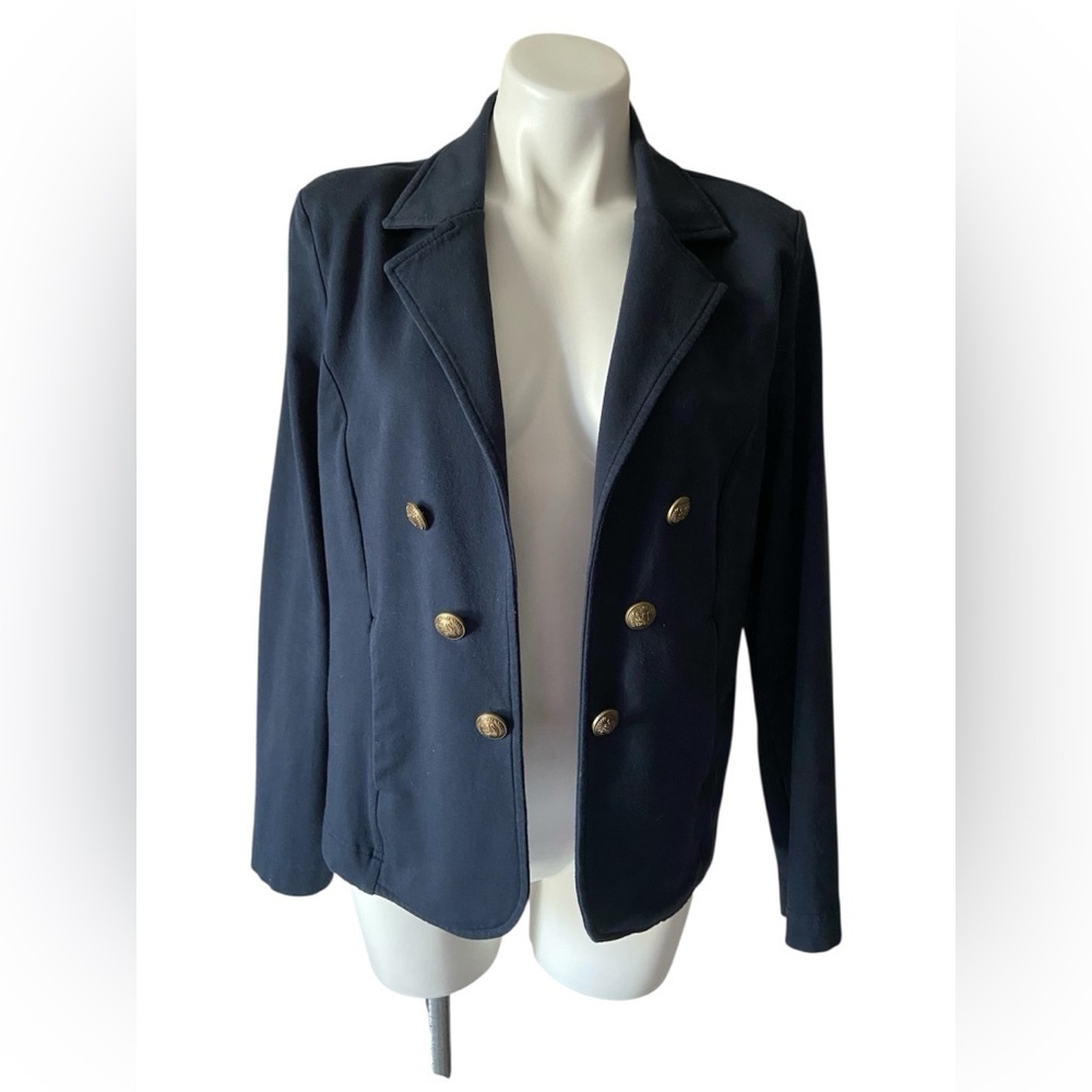 Tommy Hilfiger Women's Navy Blue Open Military Blazer Jacket Size Large